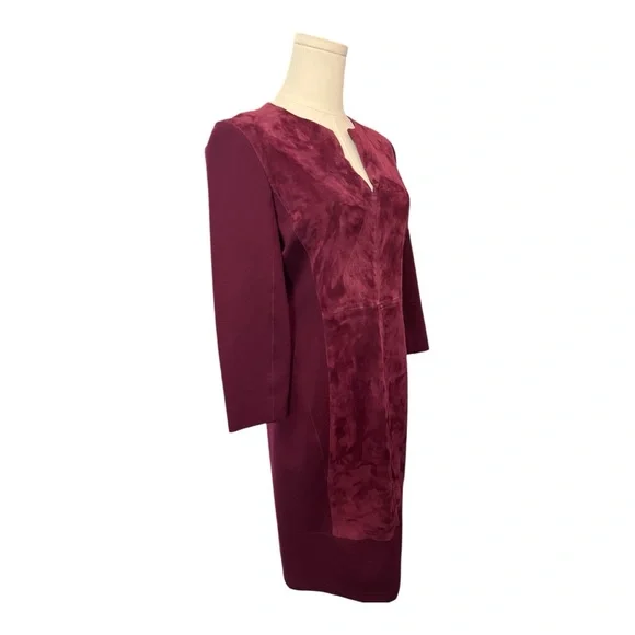 π EUC PER SE Deep Plum Suede & Stretch Long Sleeve Dress | Size 2 - Picture 3 of 8